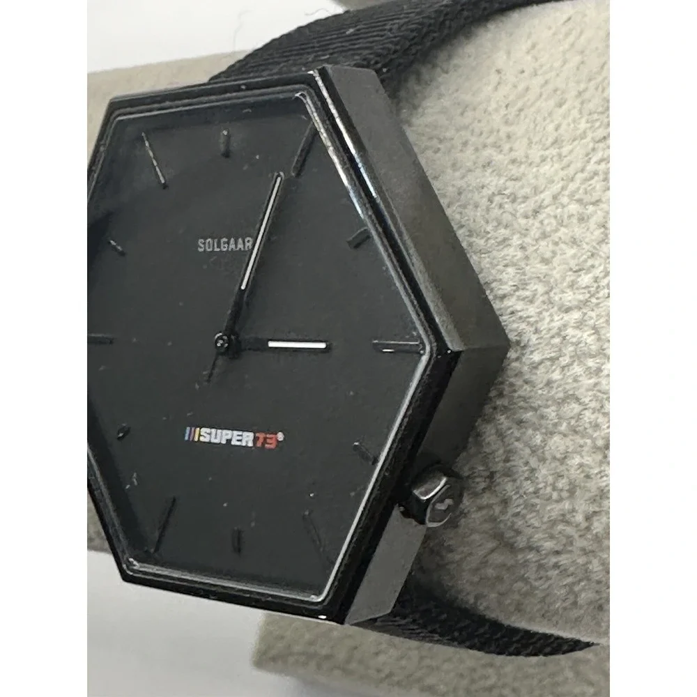 SOLGAARD x SUPER 73 Hex Watch #163 Black Dial Nylon Band‎ New Battery